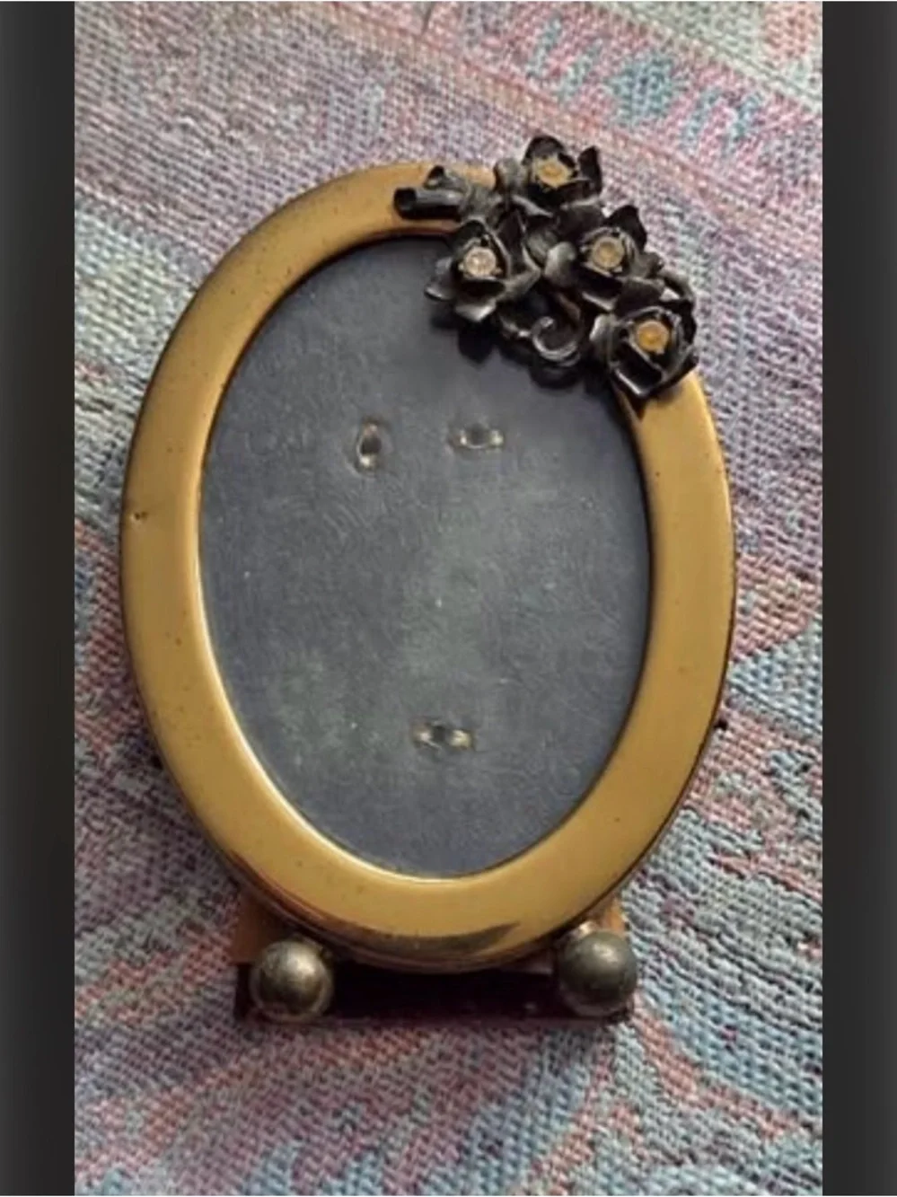 Antique Art Nouveau Miniature Picture Frame Gilt Brass c1900 Hand Ground Glass